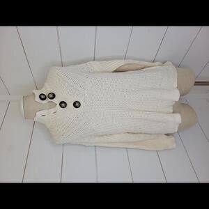 Aerie xs cream loose knit sweater with button up collar